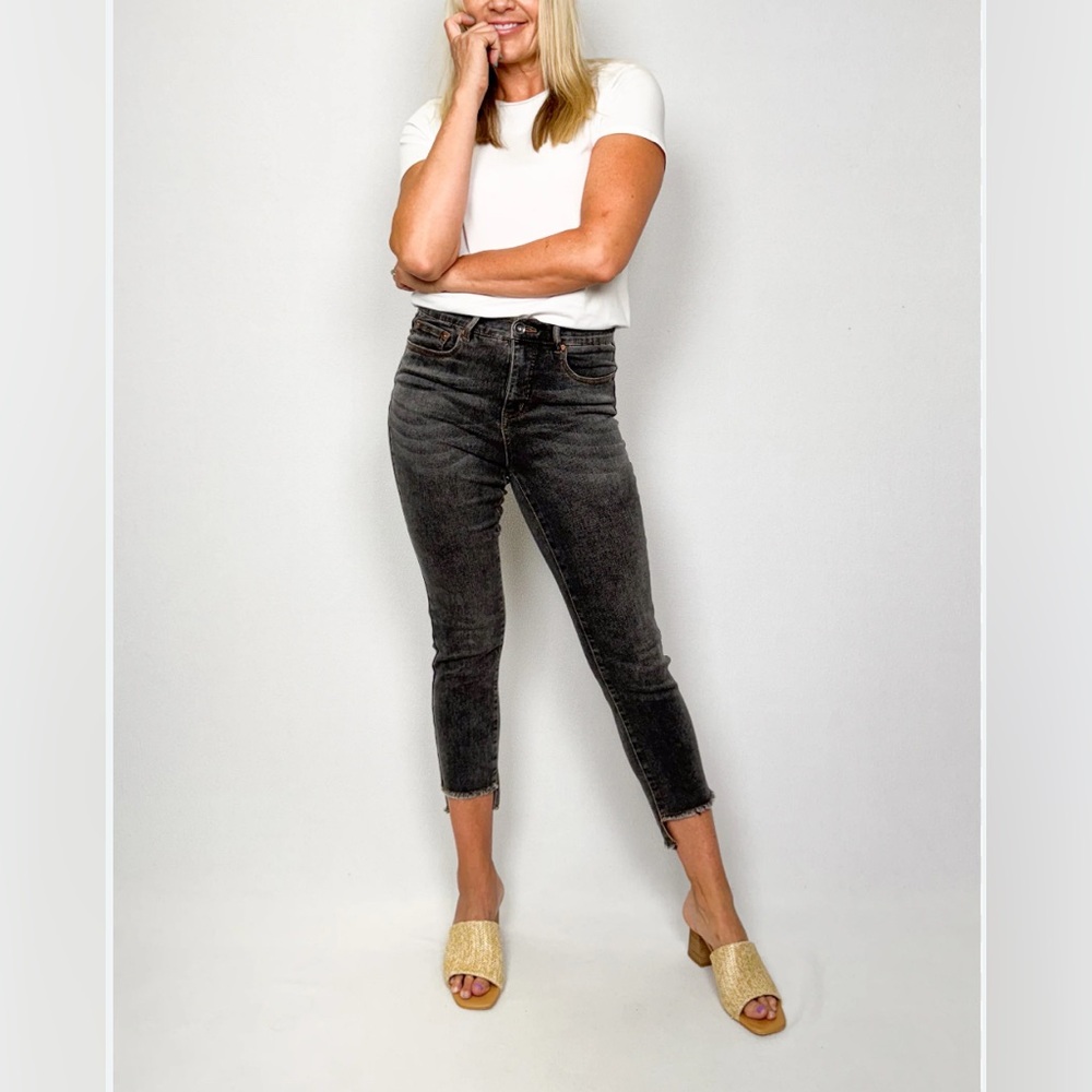 Tribal Jeans 16 Thunder Grey Brooke Step Hem Slim Ankle Jeans